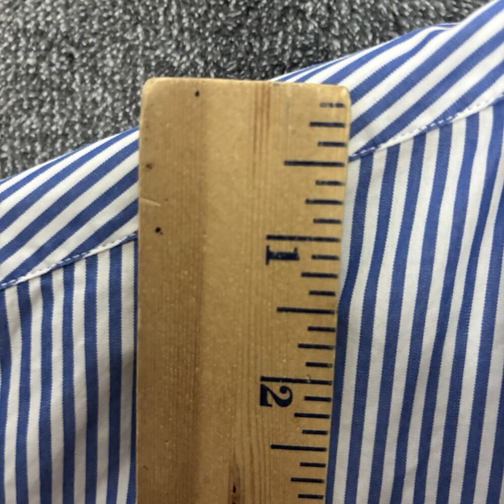 Celine Paris Blue White Stripe Button Up Shirt Womens Large Collared Long Sleeve - Picture 7 of 9